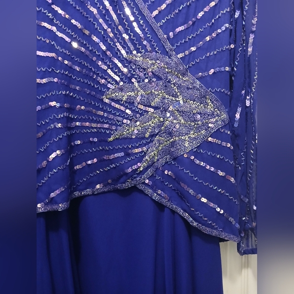 Isaacson's Lime Nite Vintage Purple Silver Silk Sequin 80s New Years Dress-12 - Picture 3 of 16